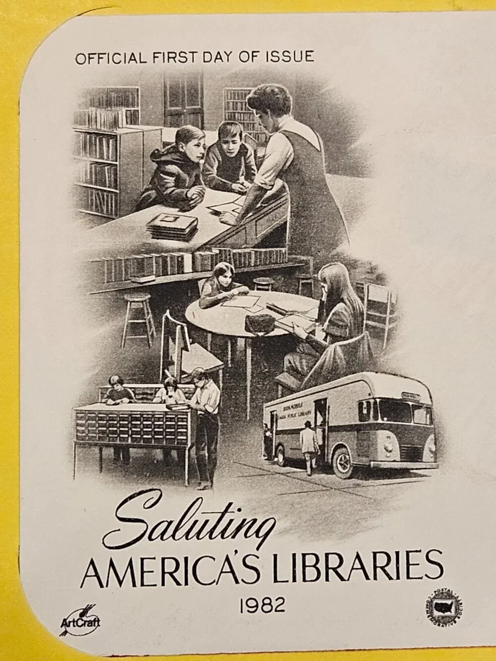 RARE COLLECTIBLE USPS 1ST DAY ISSUE COVER SALUTING AMERICAS LIBRARIES STAMP FDC